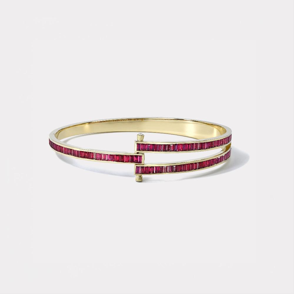 retrouvai Magna Bracelet with Baguette Cut Rubies