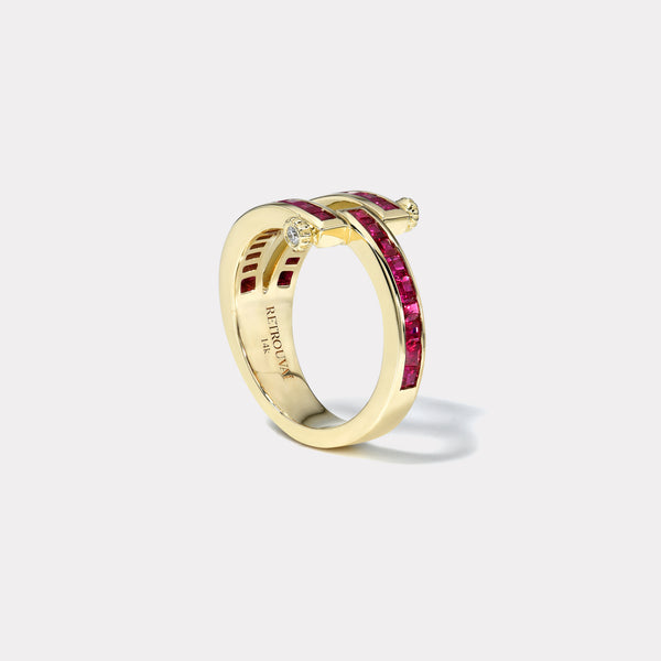 Retrouvai Magna Ring - Carre Cut Rubies