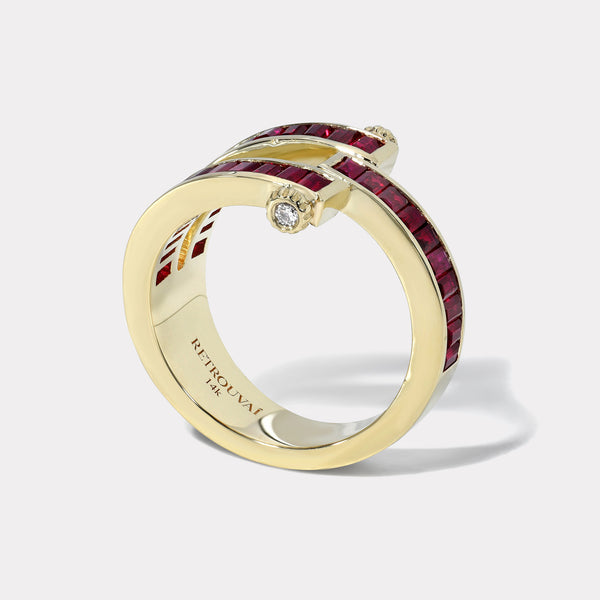 Retrouvai Magna Ring - Ruby Baguettes