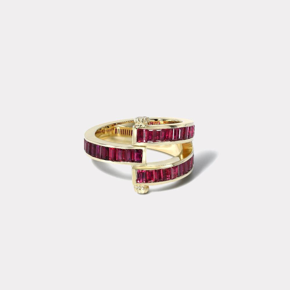 retrouvai Magna Ring - Ruby Baguettes