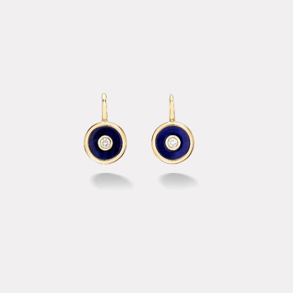 retrouvai Midi Compass Hook Earrings with Lapis retrouvai Midi Compass Hook Earrings with Lapis
