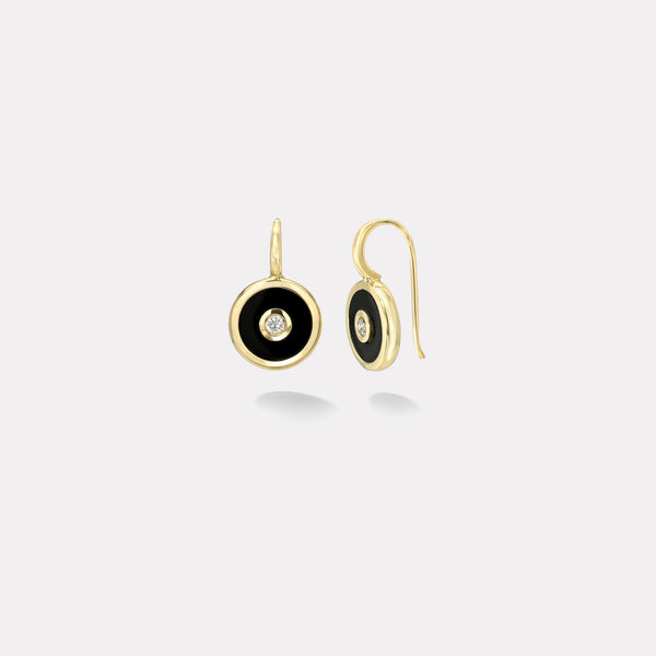 Retrouvai Midi Compass Hook Earrings With Onyx
