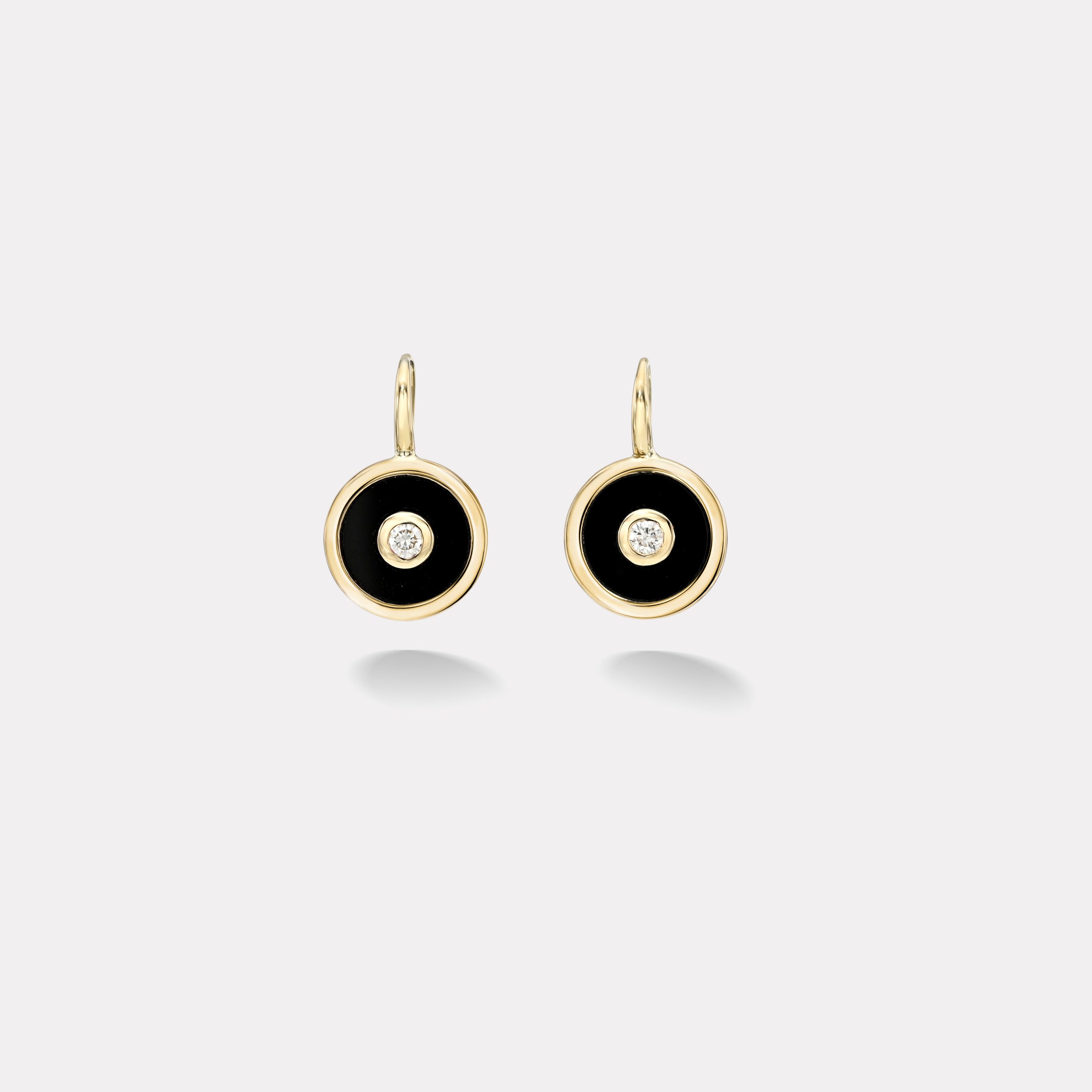 retrouvai Midi Compass Hook Earrings with Onyx