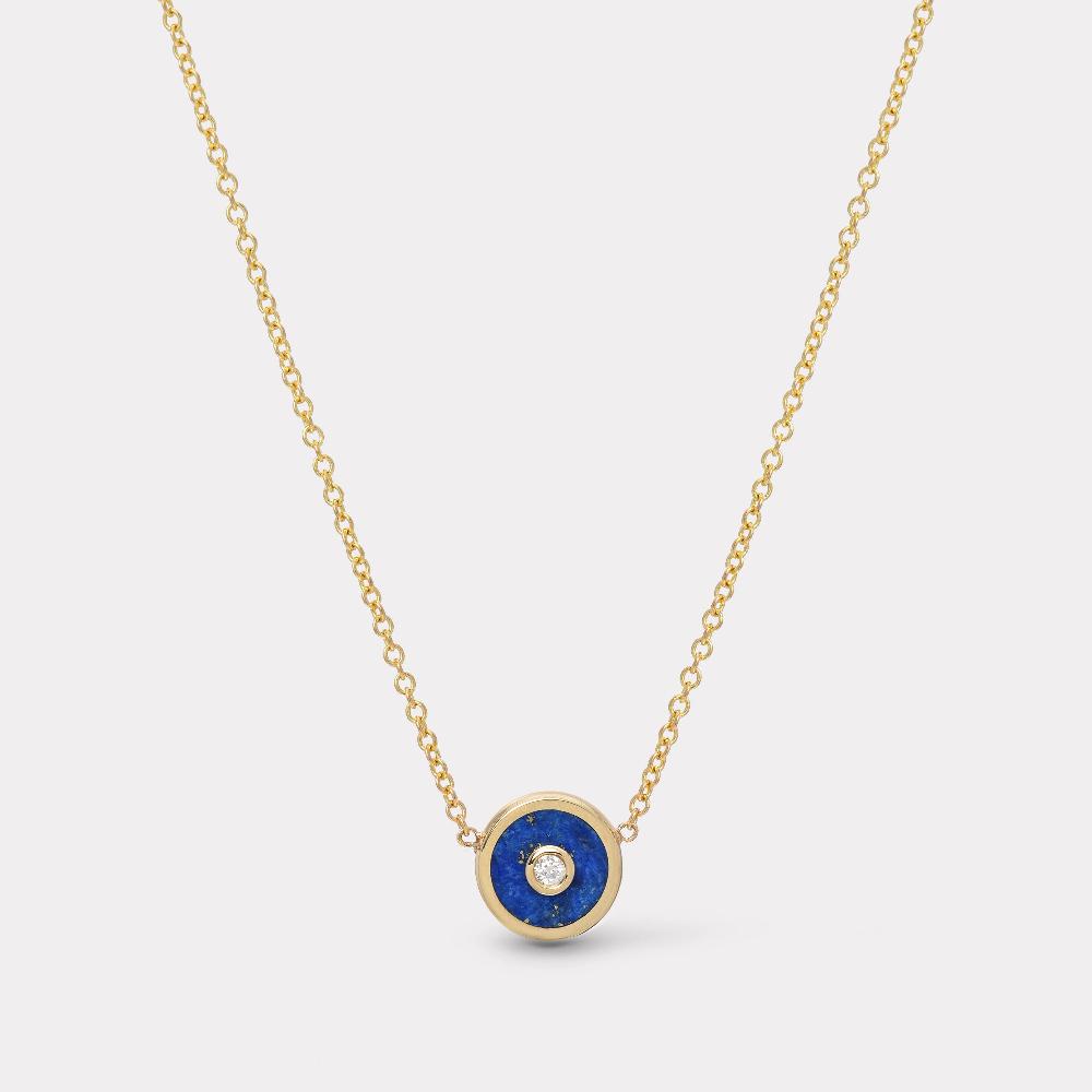 retrouvai Mini Compass Pendant with Lapis
