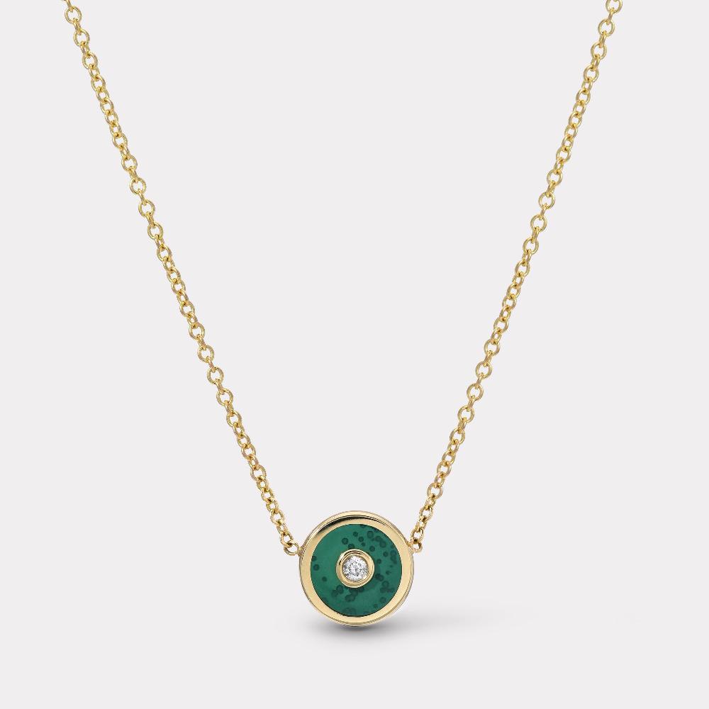 retrouvai Mini Compass Pendant with Malachite