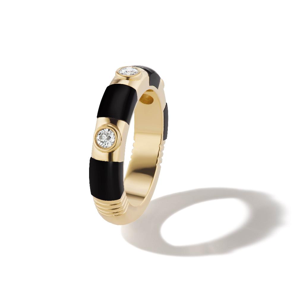 retrouvai Modern Love Onyx Striped Diamond Band