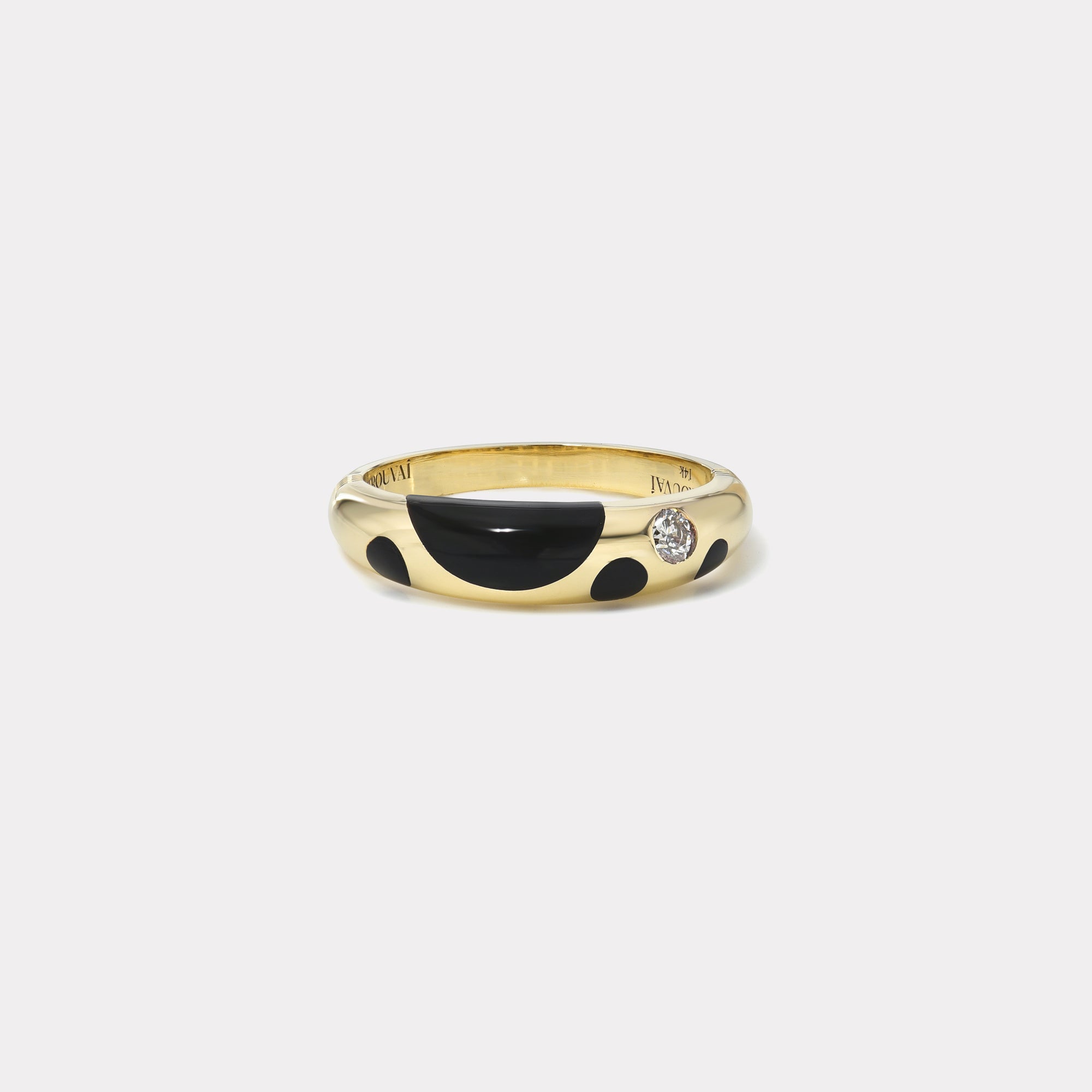 retrouvai Onyx Petite Polka Dot Bombe Ring