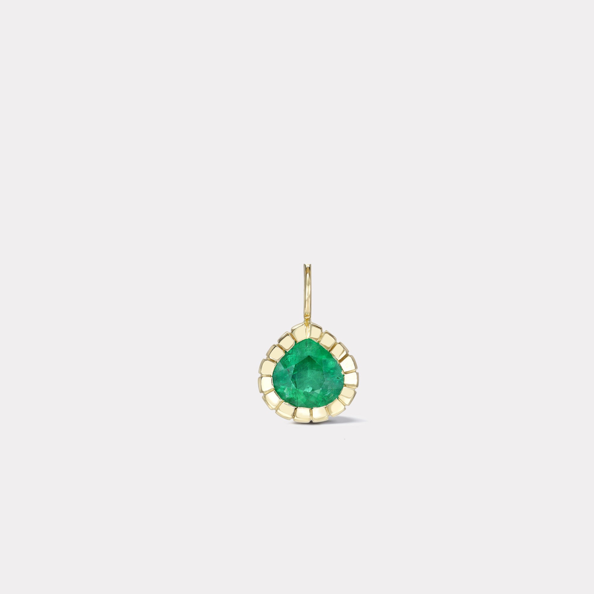 retrouvai Pear Shaped Emerald Heirloom Bezel Charm
