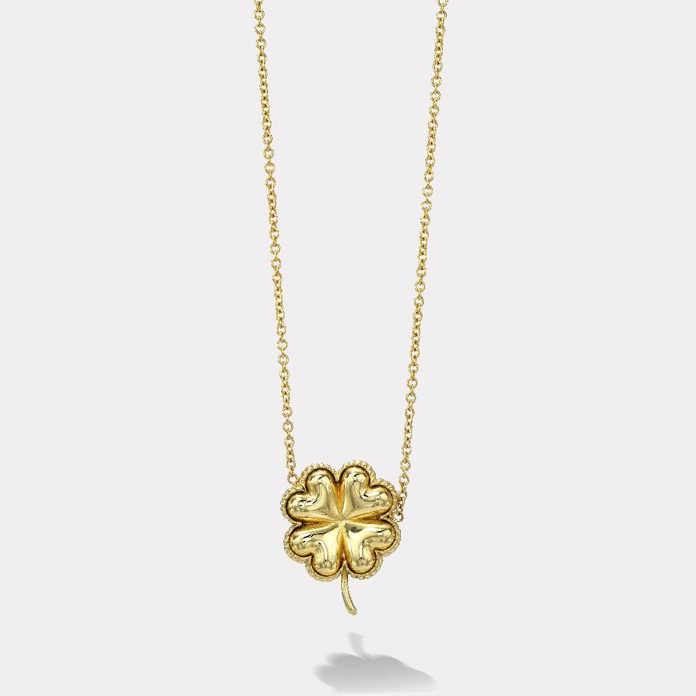 retrouvai Petite All Gold Clover Pendant