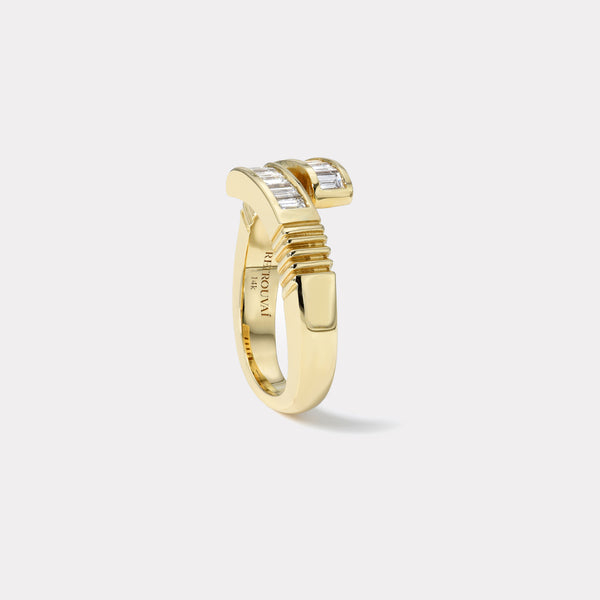 Retrouvai Petite Diamond Baguette Buckle Ring