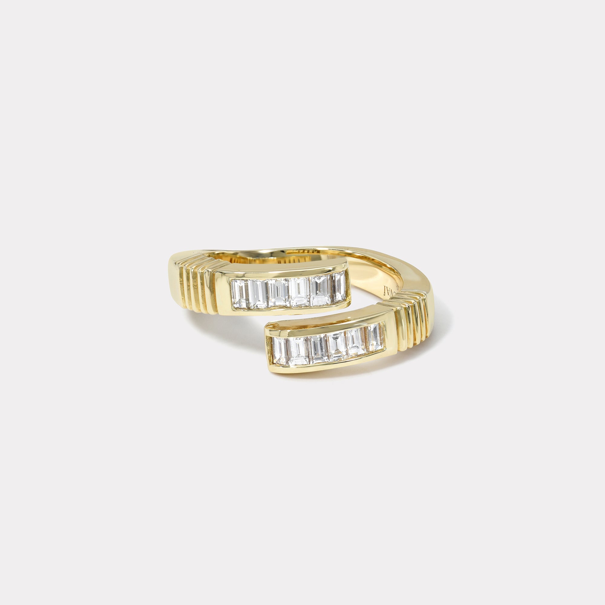 retrouvai Petite Diamond Baguette Buckle Ring