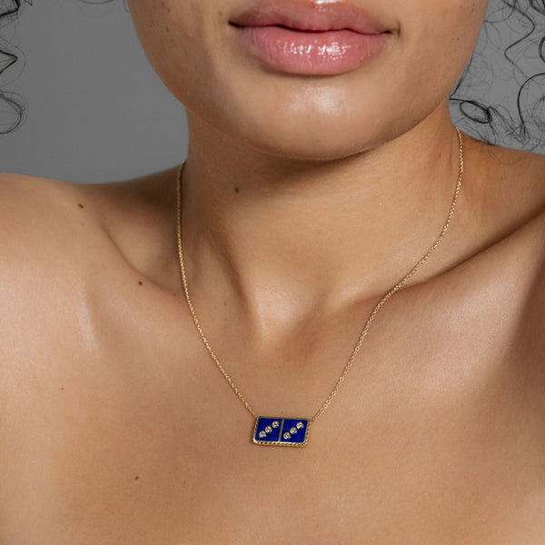 Retrouvai Petite Domino Pendant - Lapis