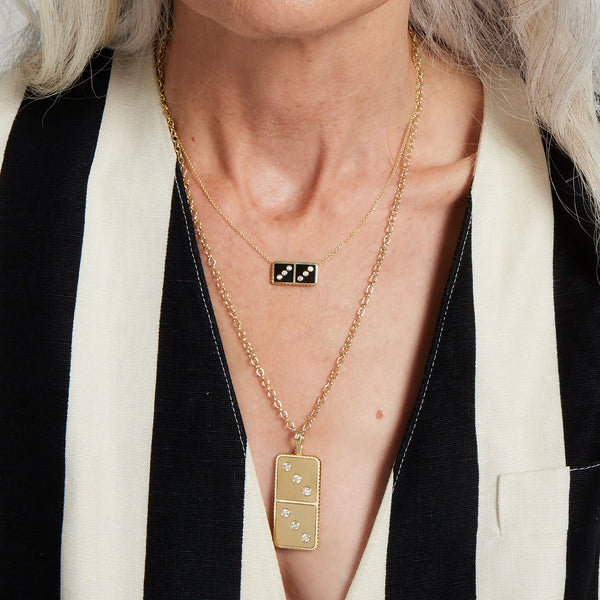 Retrouvai Petite Domino Pendant - Onyx
