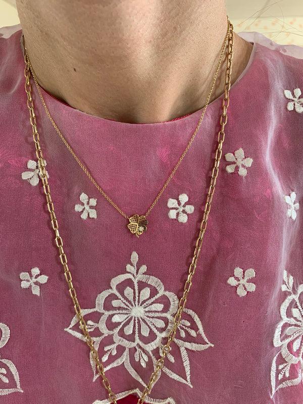 Retrouvai Petite Waffle Clover Pendant