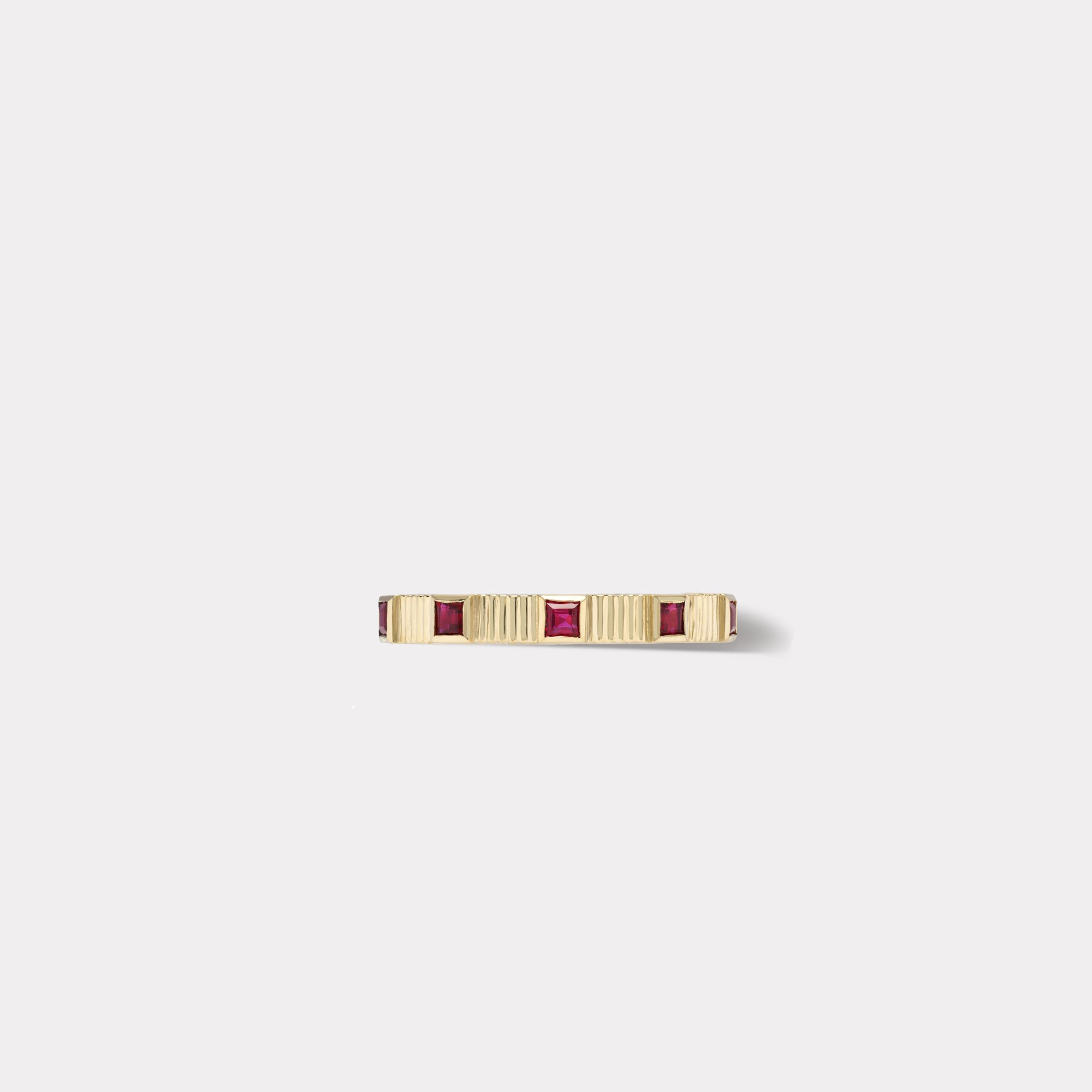 retrouvai Pleated Five Stone Band - Carre Cut Rubies