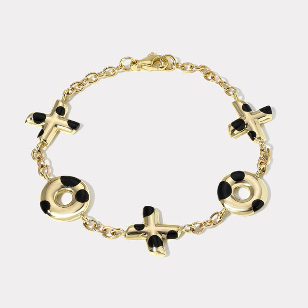 Retrouvai Polka Dot XO Bracelet - Onyx