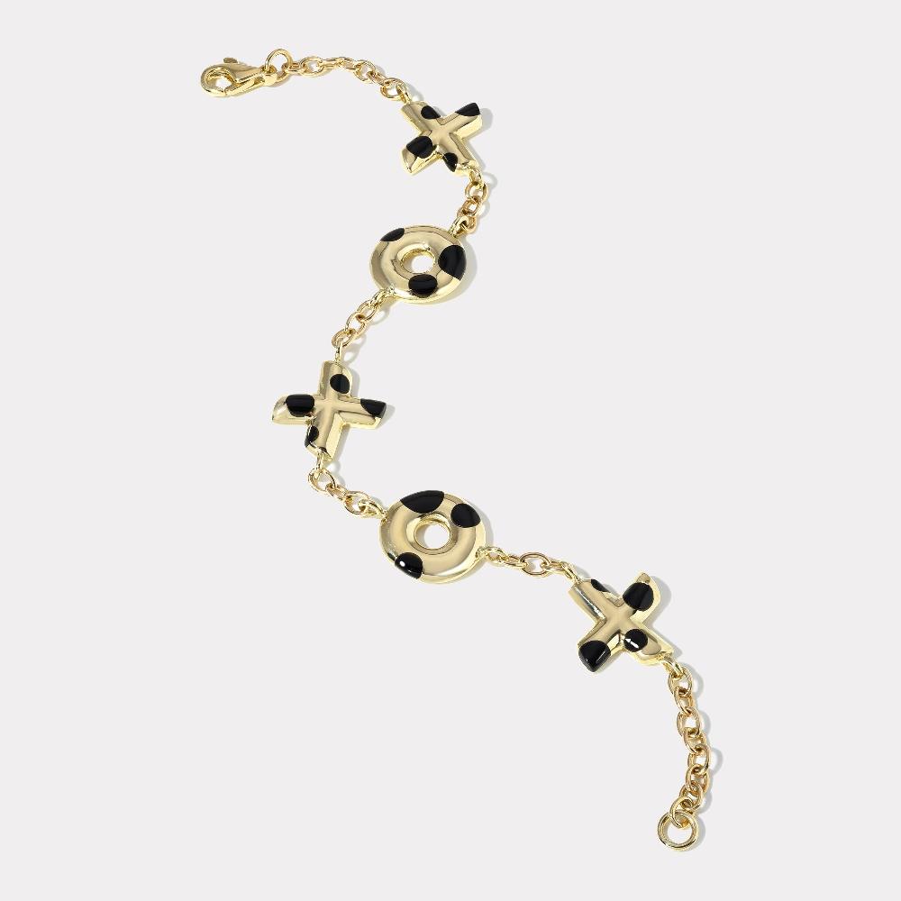 retrouvai Polka Dot XO Bracelet - Onyx