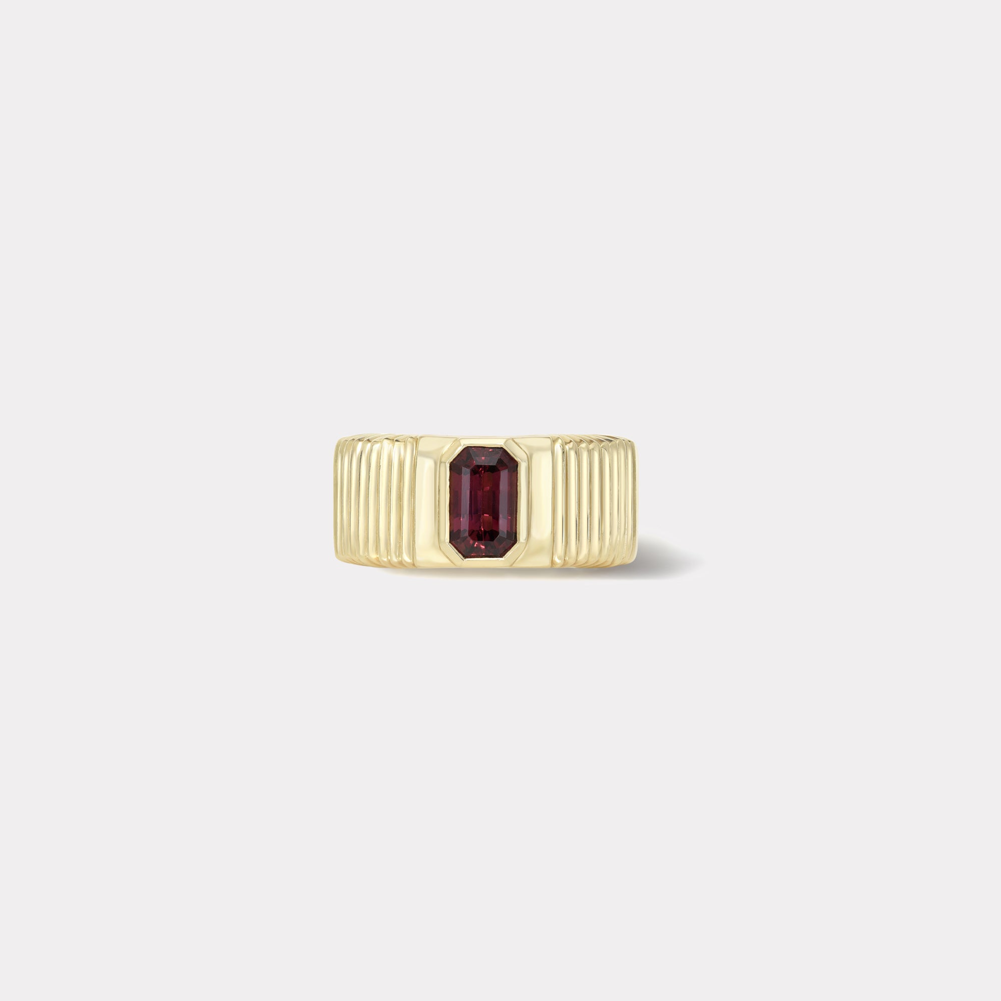 retrouvai Red Spinel Pleated Solitaire Band