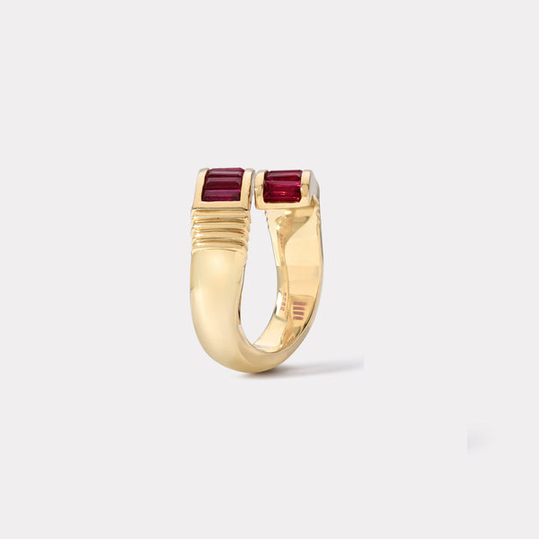 Retrouvai Ruby Baguette Buckle Ring