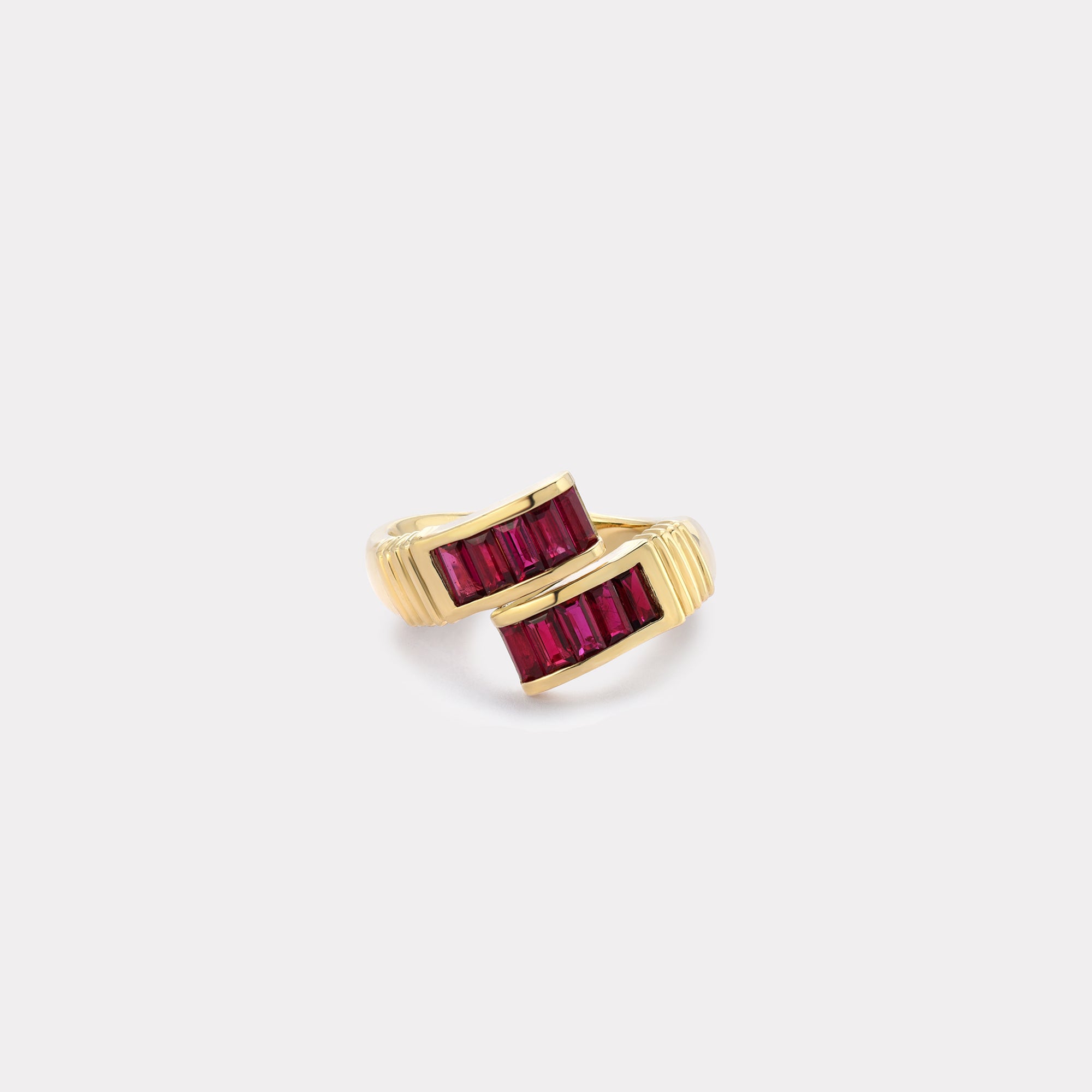 retrouvai Ruby Baguette Buckle Ring