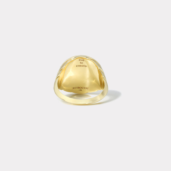 Retrouvai Spider Fantasy Signet Ring With Diamonds