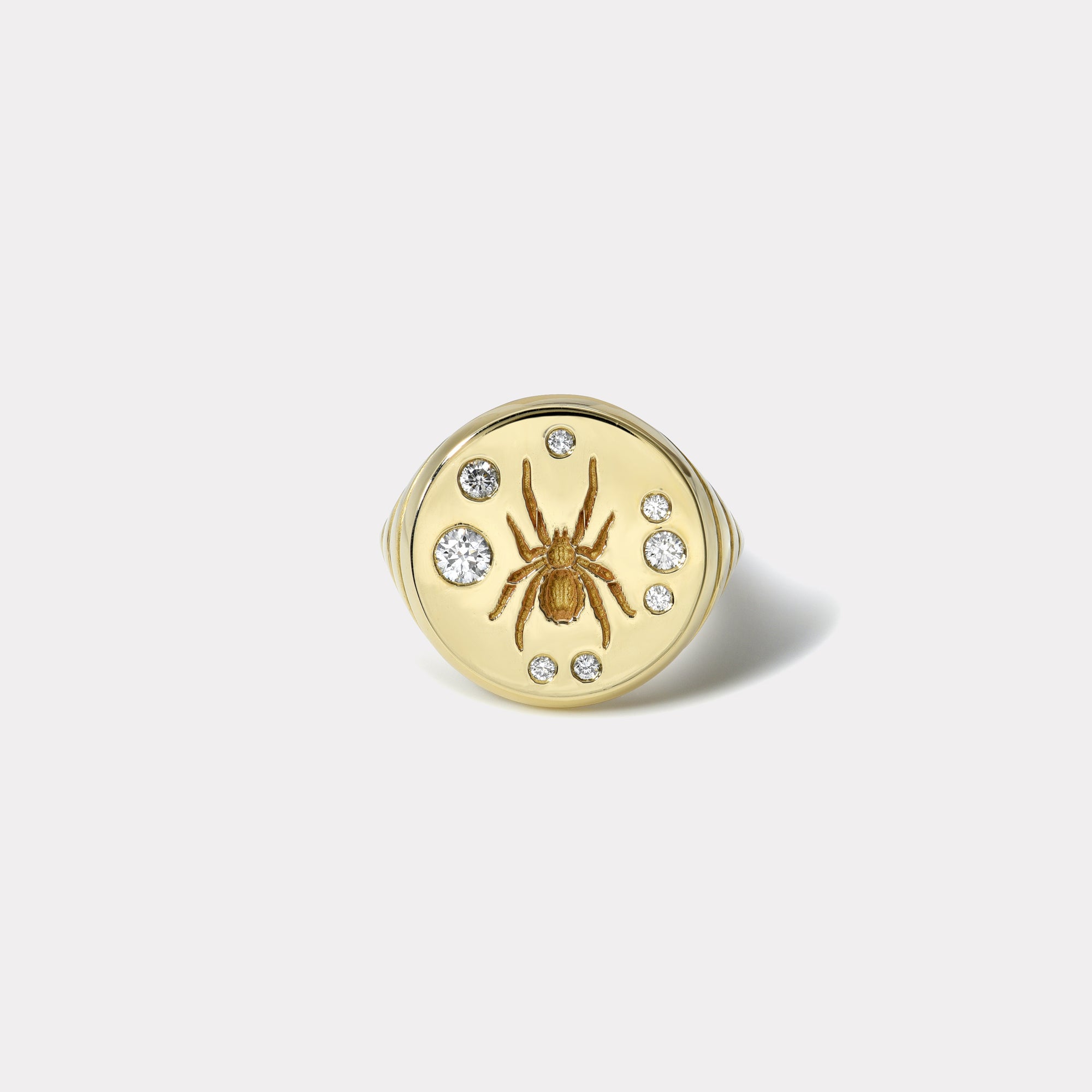retrouvai Spider Fantasy Signet Ring with Diamonds