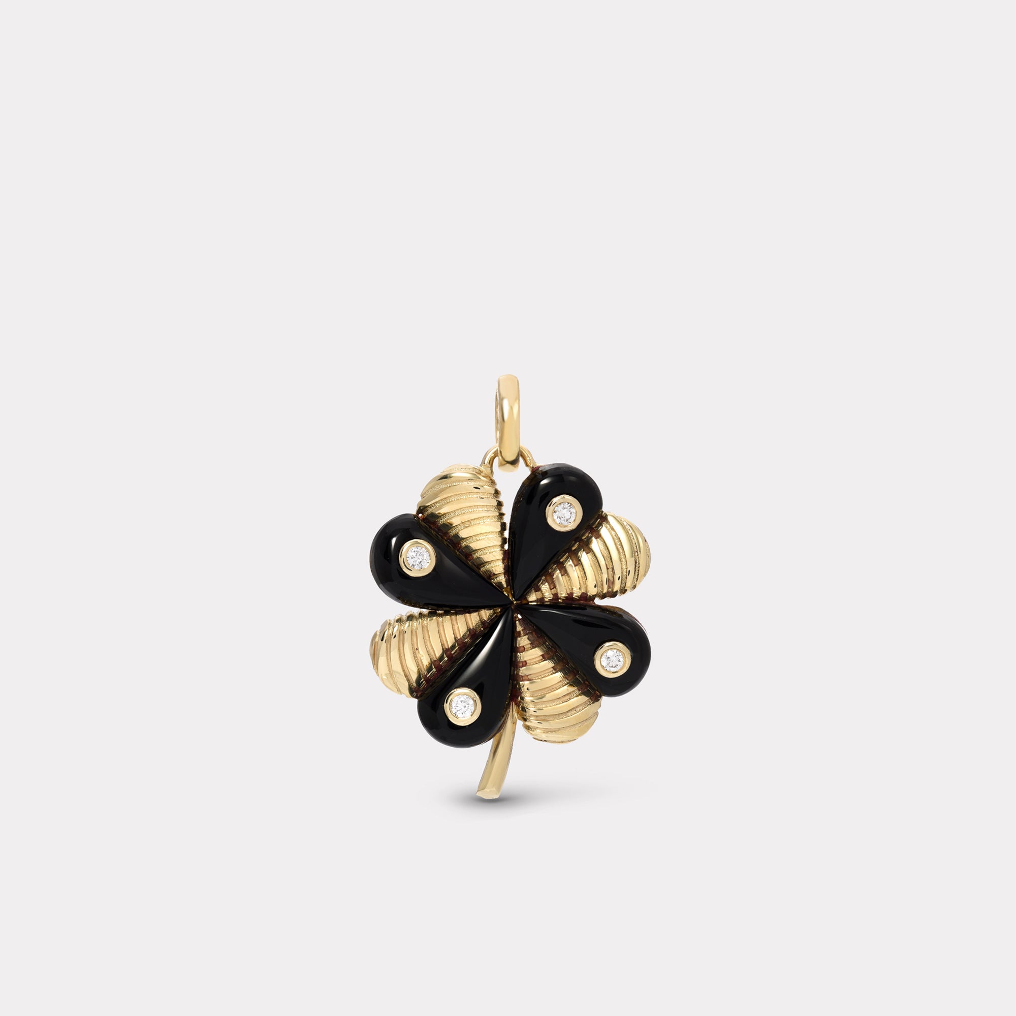 retrouvai Talisman Clover Charm - Black Onyx