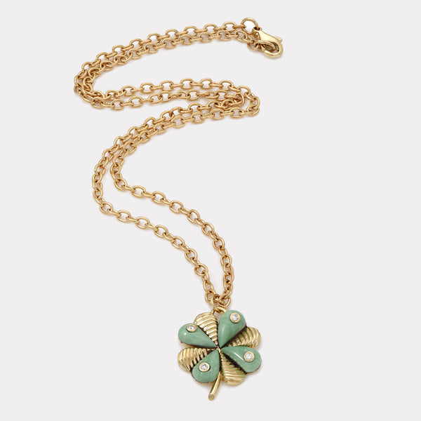 Retrouvai Talisman Clover Charm - Green Turquoise