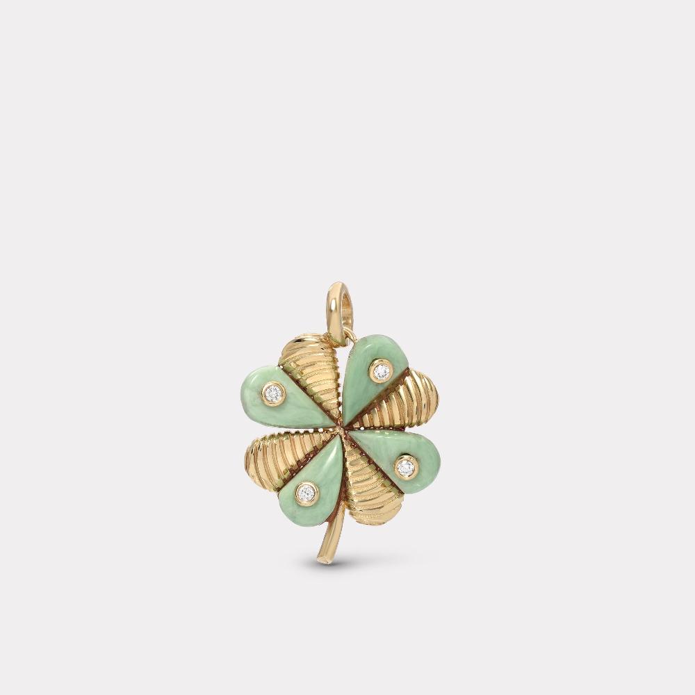 retrouvai Talisman Clover Charm - Green Turquoise