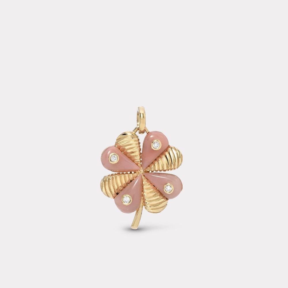 retrouvai Talisman Clover Charm - Pink Opal