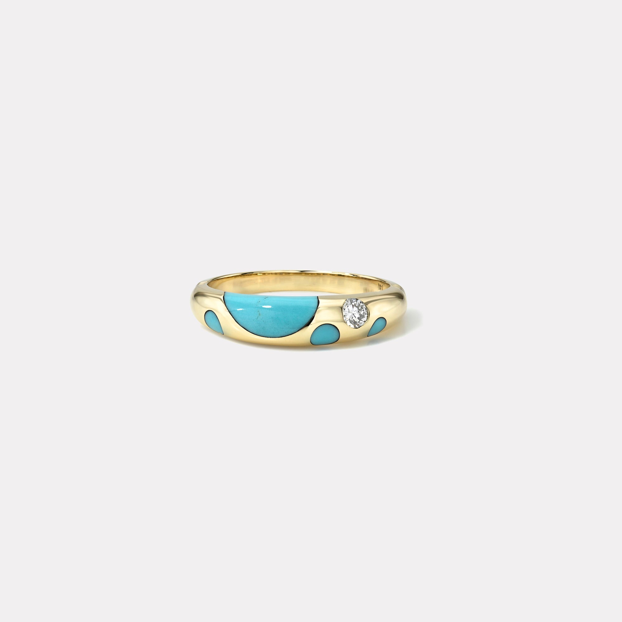 retrouvai Turquoise Petite Polka Dot Bombe Ring