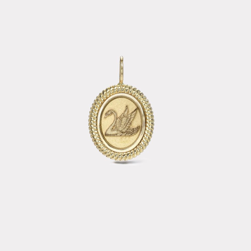 retrouvai Twisted Gold Frame Swan Charm