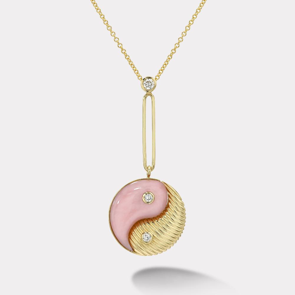 retrouvai Yin Yang Pendant - Pink Opal