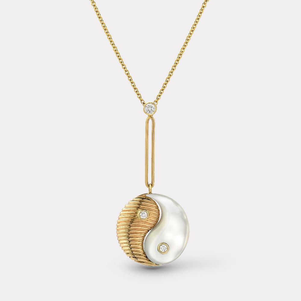 retrouvai Yin Yang Pendant - White Mother of Pearl