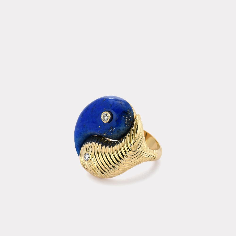 retrouvai Yin Yang Ring - Lapis