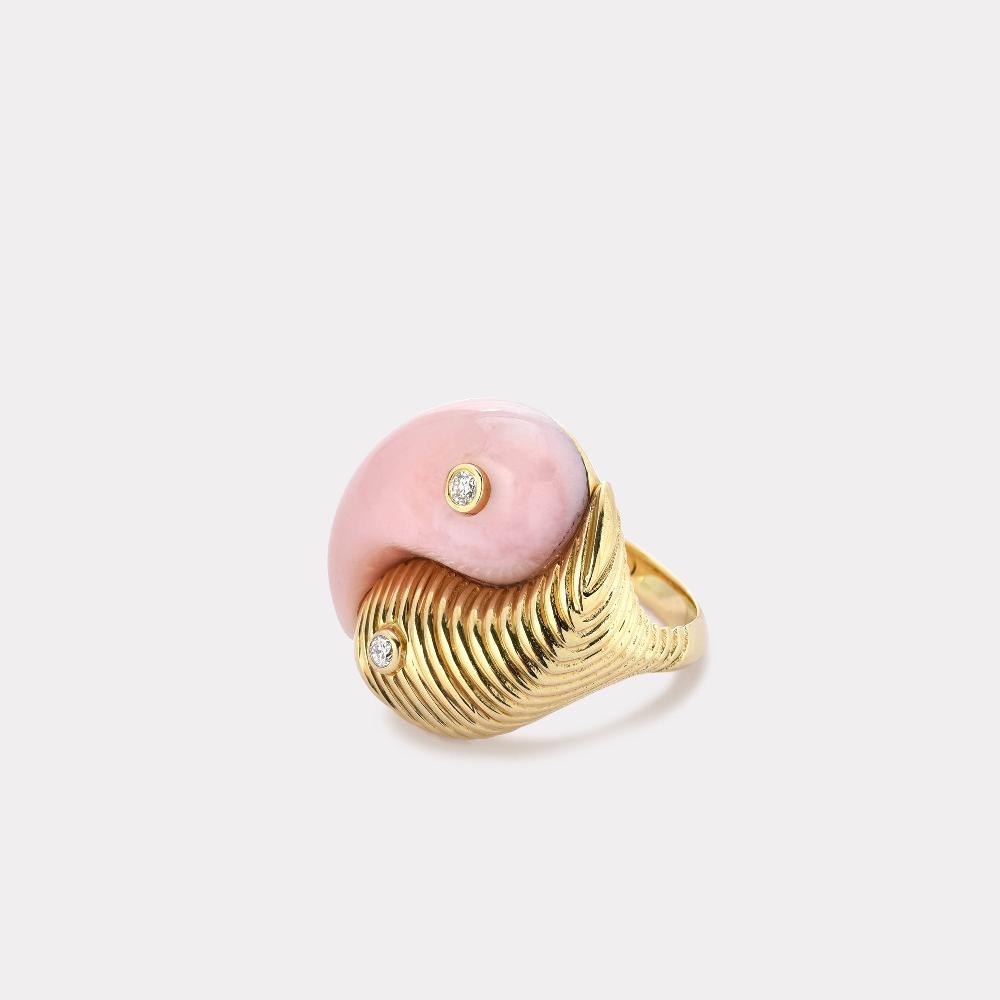 retrouvai Yin Yang Ring - Pink Opal