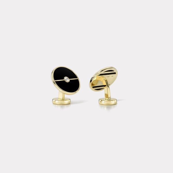Retrouvai Signature Compass Black Onyx And Diamond Cufflinks