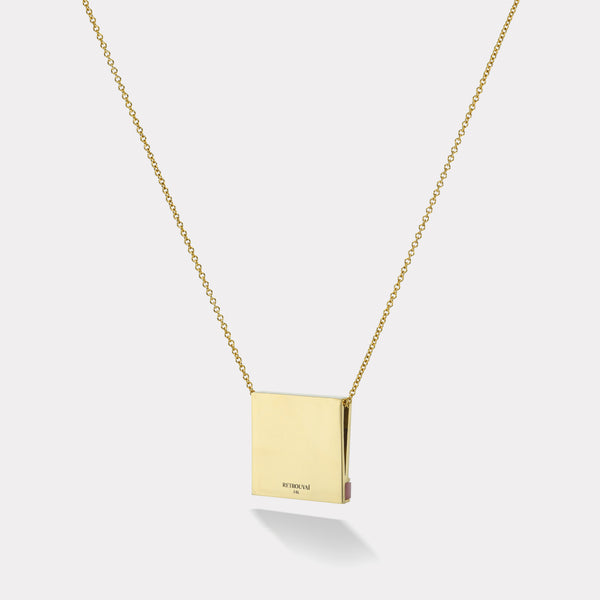 Retrouvai Signature Matchbook Pendant- White Mother Of Pearl
