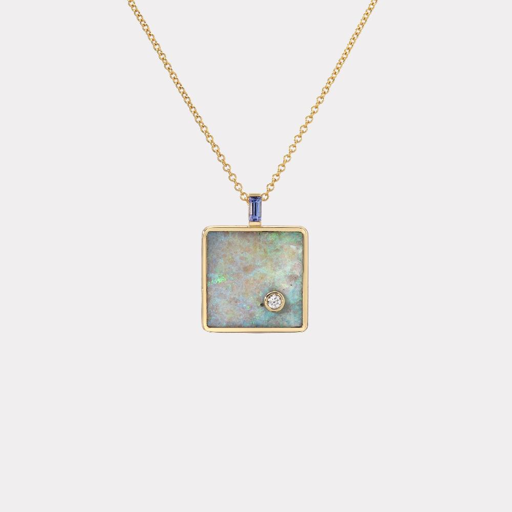 retrouvai Small Truth Pendant with Australian Opal and Tanzanite