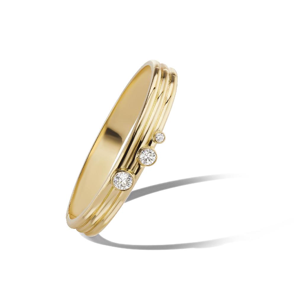 retrouvai Triple Coil Cuff with Round Brilliant Diamond Bubbles