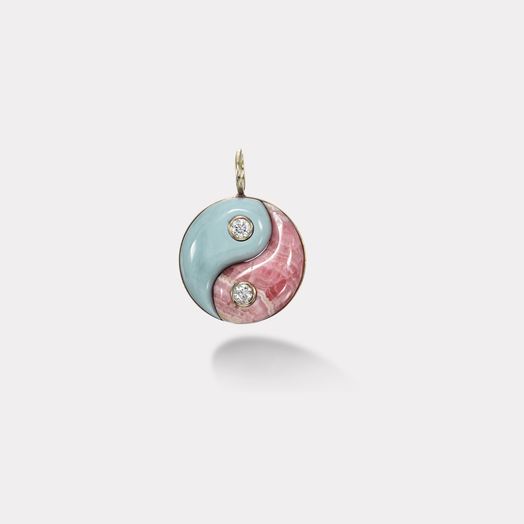 retrouvai Turquoise and Rhodochrosite Double Stone Yin Yang Charm