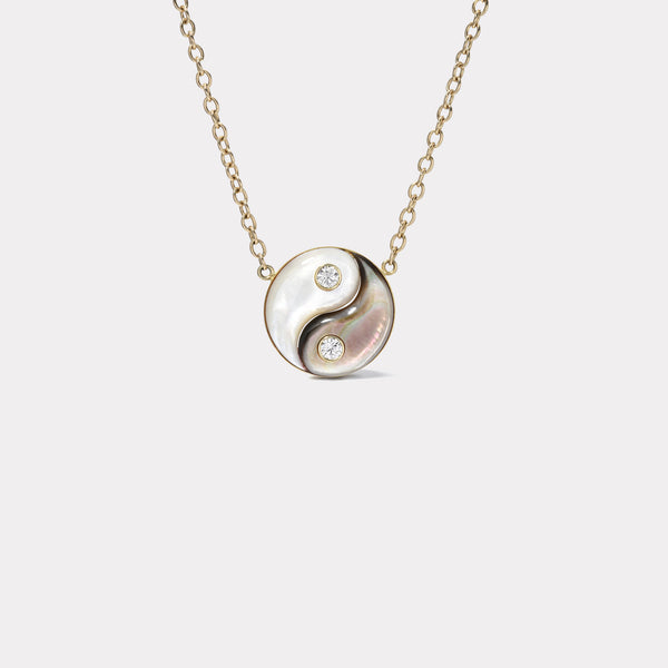 Retrouvai White And Dark Mother Of Pearl Medium Yin Yang Pendant