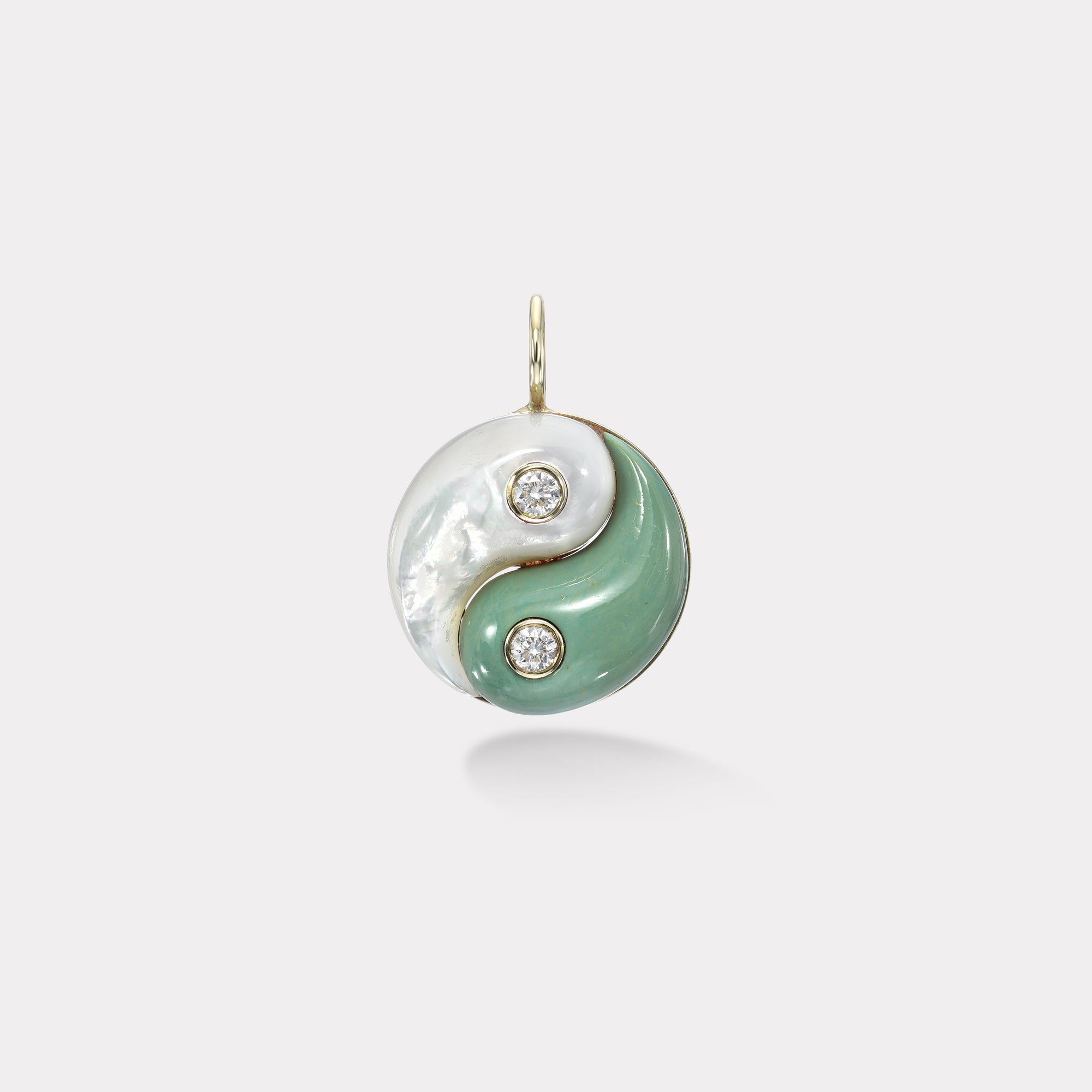 retrouvai White Mother of Pearl and Green Turquoise Double Stone Yin Yang Charm