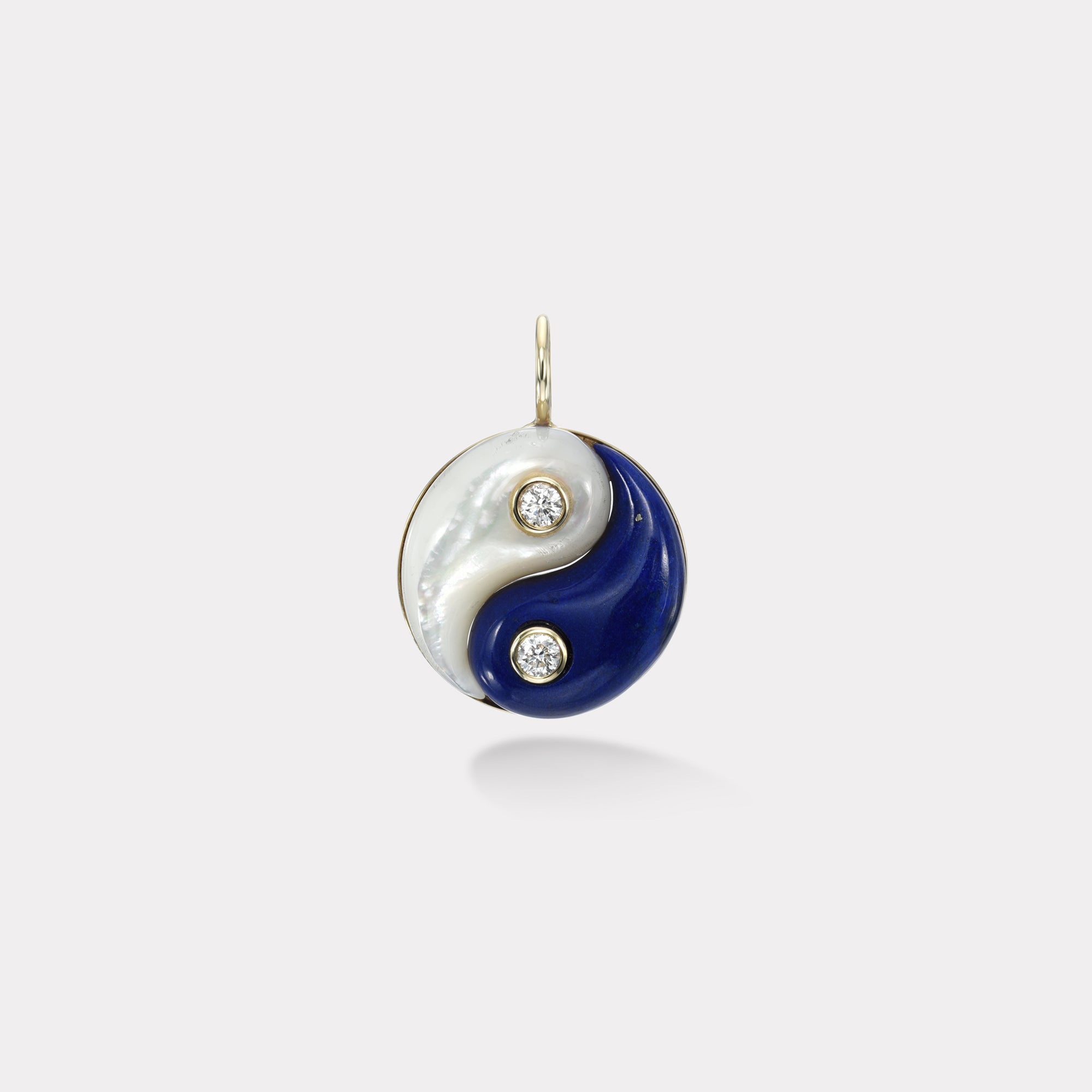 retrouvai White Mother of Pearl and Lapis Double Stone Yin Yang Charm