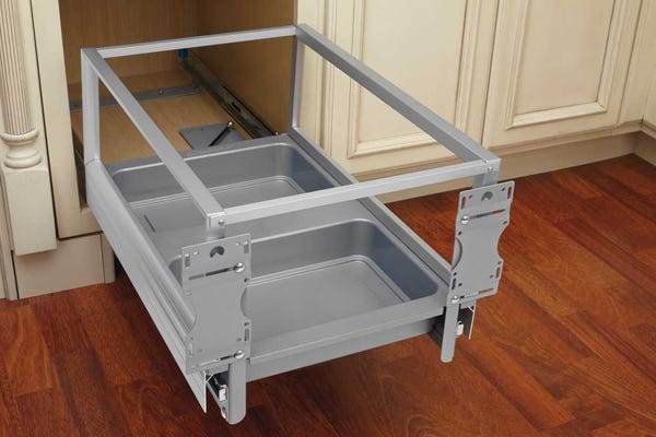 Rev A Shelf Aluminum Bottom Mount Waste Container W/Rev-A-Motion