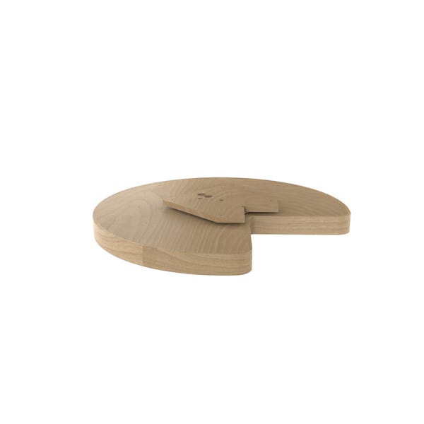 Rev A Shelf Banded Wood Kindey-Shaped Single Shelf Lazy Susan