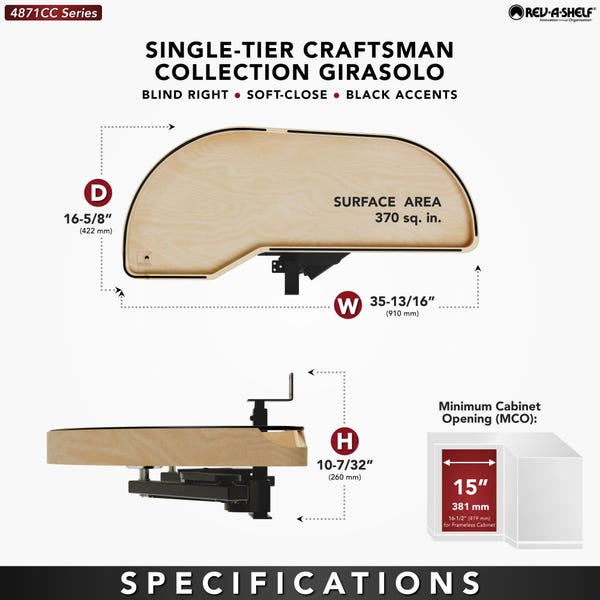 Rev A Shelf Craftsman Collection Wood Girasolo W/ Soft-Close And Black Accents For Blind Corner Cabinets