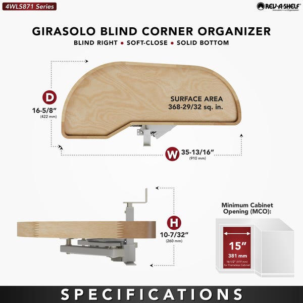 Rev A Shelf Girasolo With Wood Classic Shelves Blind Corner Optimizer W/ Soft-Close