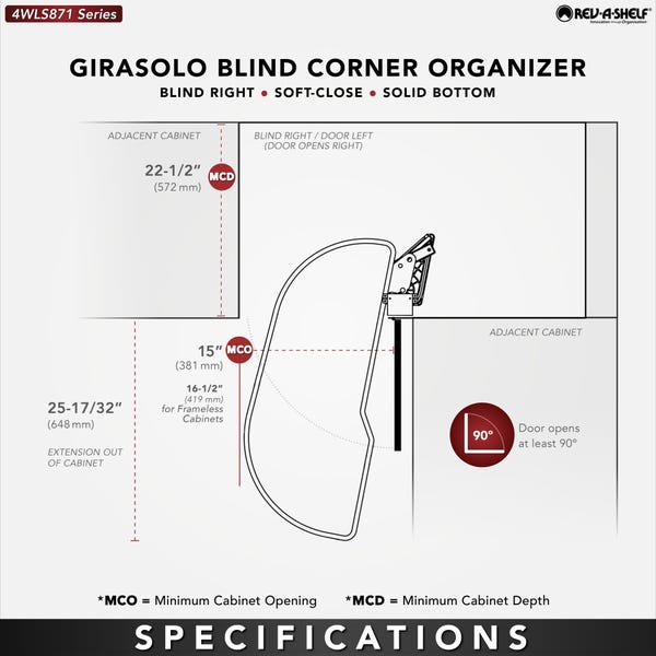 Rev A Shelf Girasolo With Wood Classic Shelves Blind Corner Optimizer W/ Soft-Close
