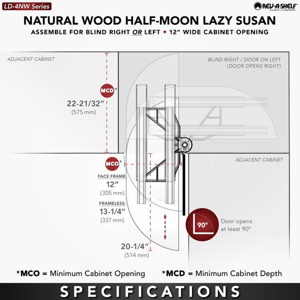 Rev A Shelf Natural Wood Half Moon Organizer For Blind Corner Cabinets